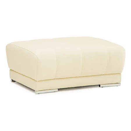 Contemporary Ottoman with Contrast Stitching and Metal Feet